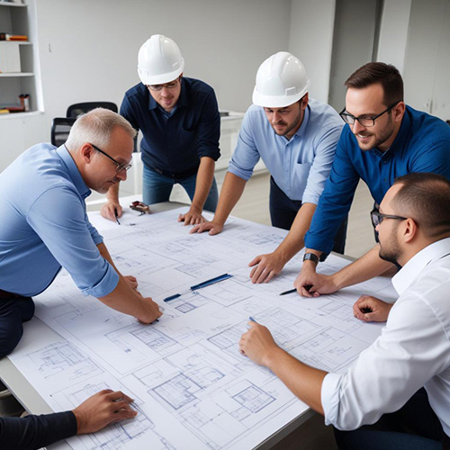 Architects discussing about the biulding