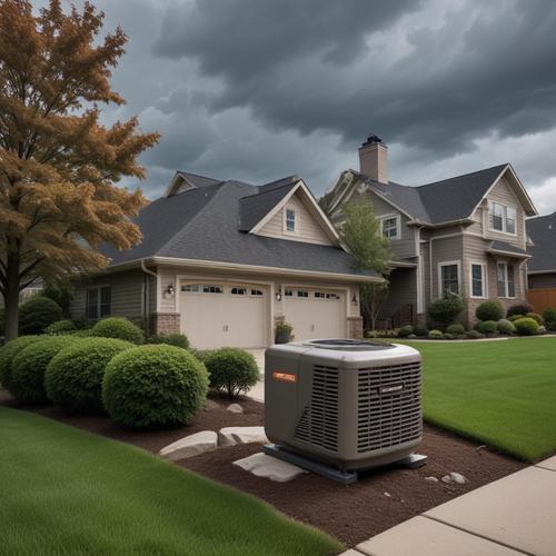 Home with backup generator under stormy skies