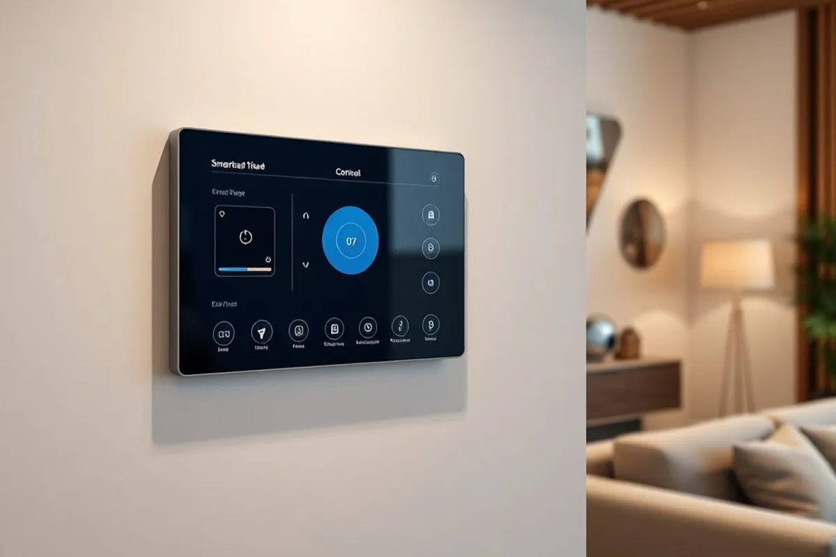 Smart home control panel mounted on the wall