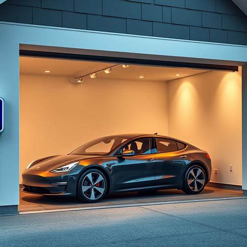 Electric car charging in garage