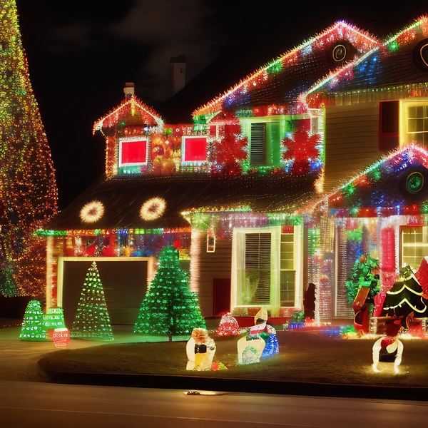 Christmas lights on a house
