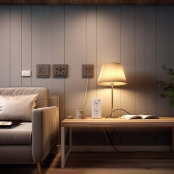 beautiful guest room with yello light side lamp