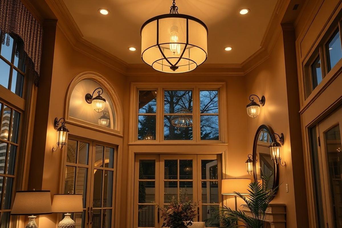 Elegant living space with custom warm lighting