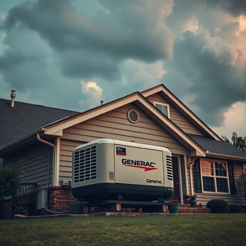 Generac backup generator during stormy weather