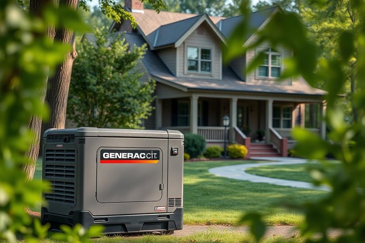 Backup generator outside suburban home